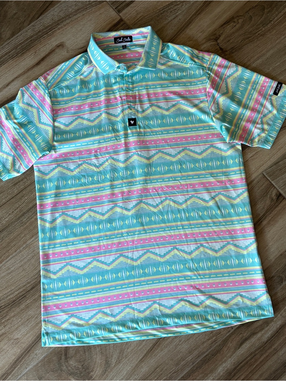 Bad Birdie Southern Tide Pastel Aztec Polo - Mint, Pink, Yellow
